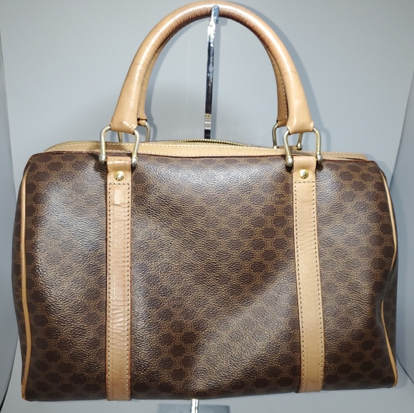 Celine Vintage Boston Bag 1 OPEN POCKET IN FRONT Macadame Coated  Canvas . - Picture 15 of 16